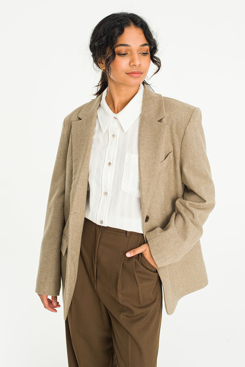 Izumi Herringbone Jacket, Beige