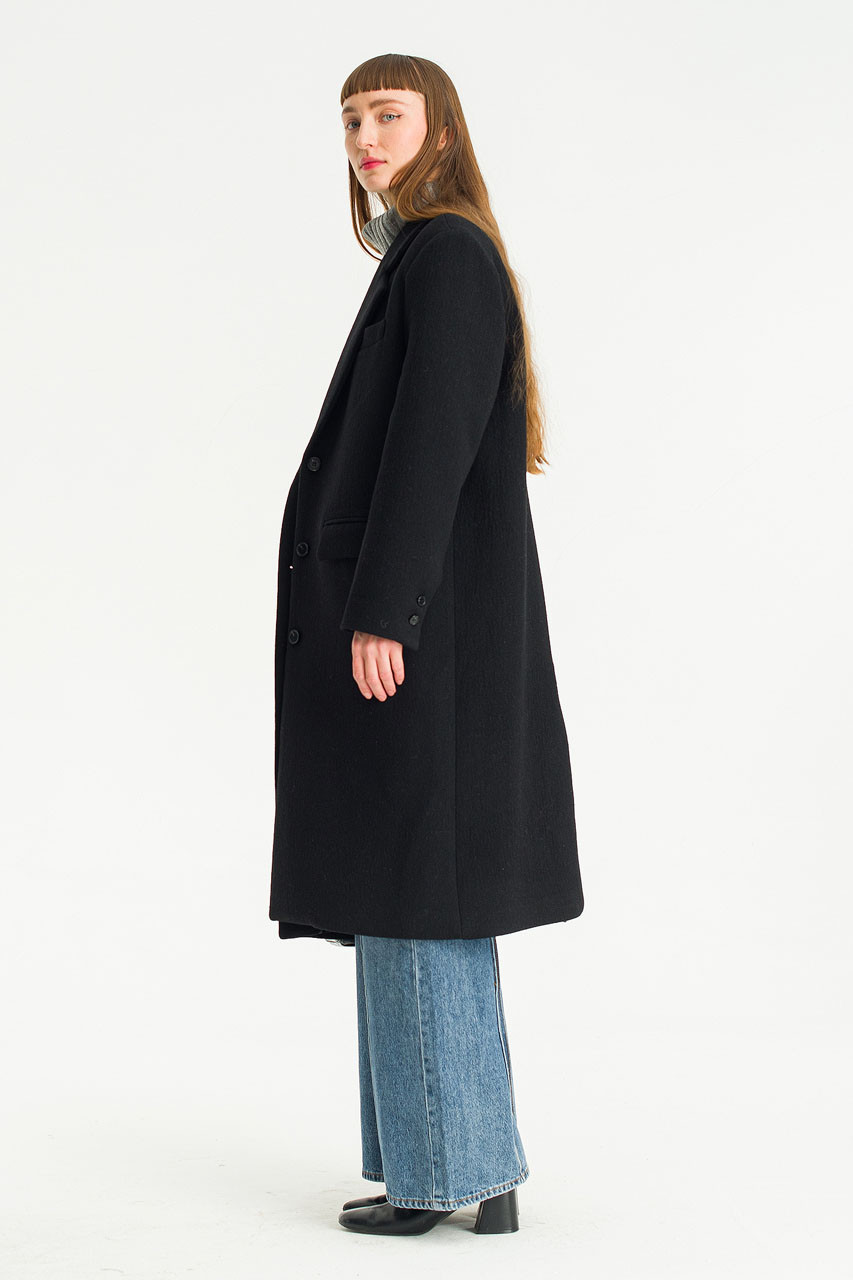 Himari Single Button Coat, Black