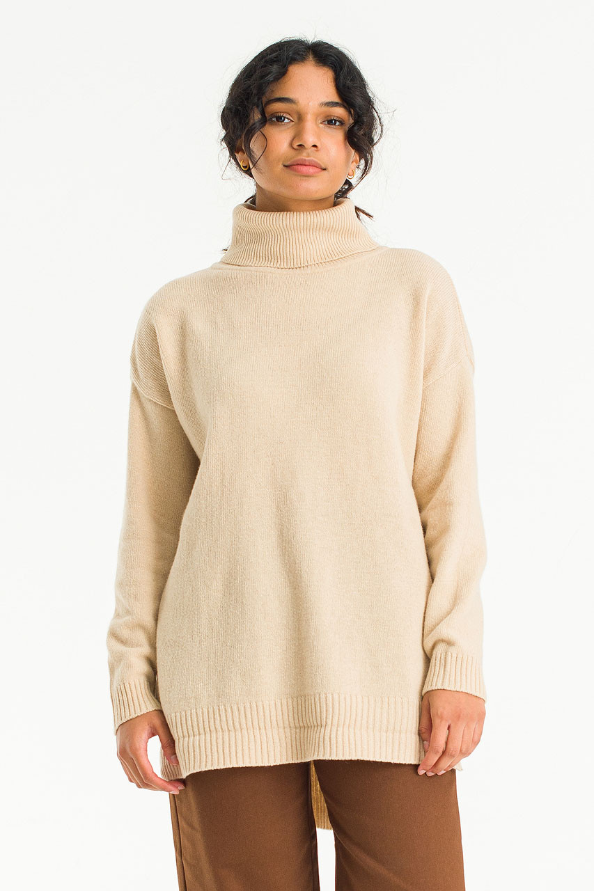 Kiko Loose Turtle Neck Jumper, Beige