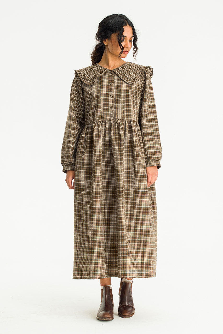 Jena Check Dress, Brown