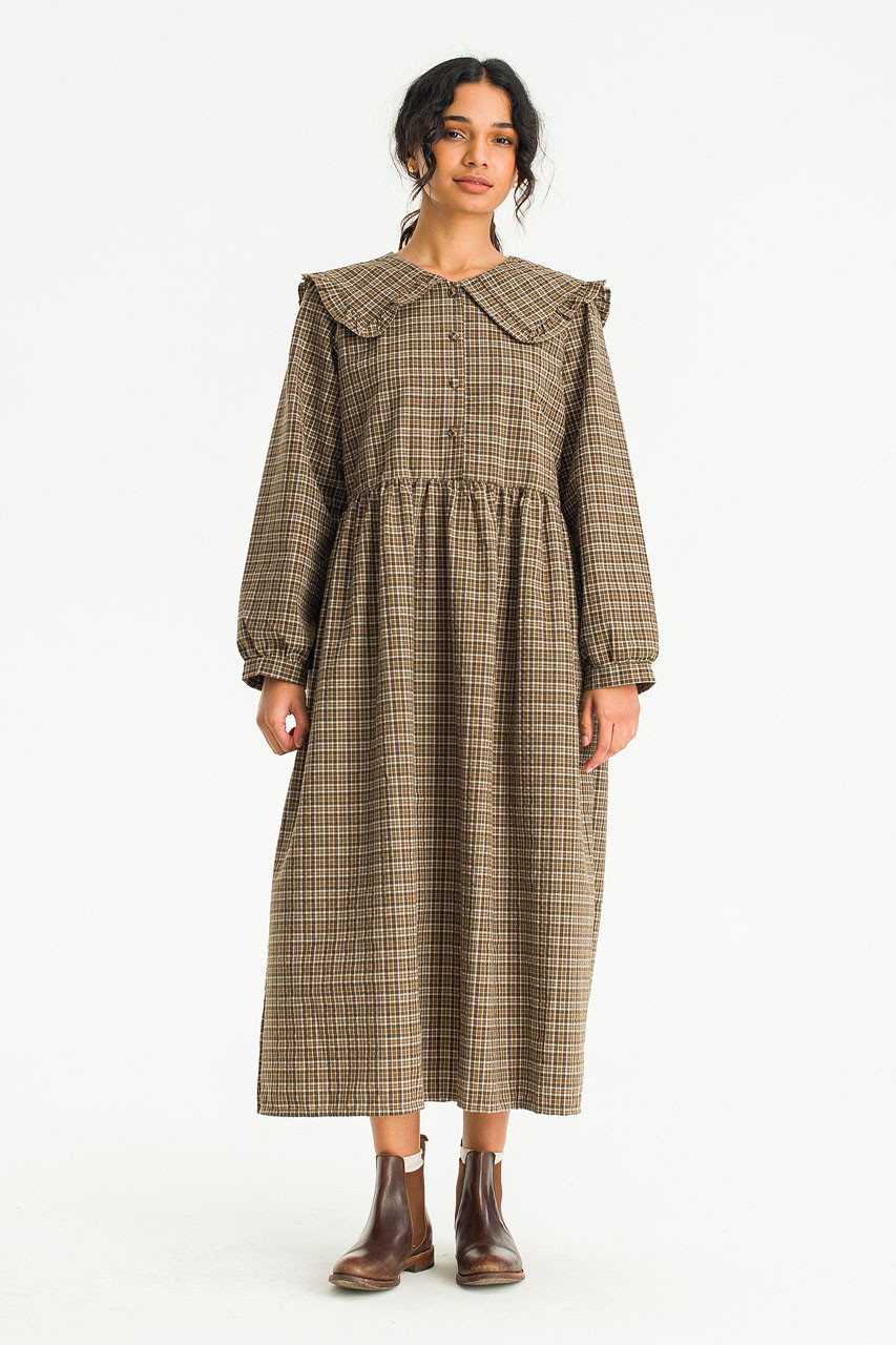Jena Check Dress, Brown
