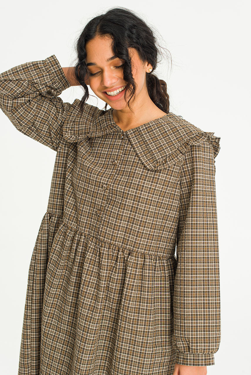 Jena Check Dress, Brown