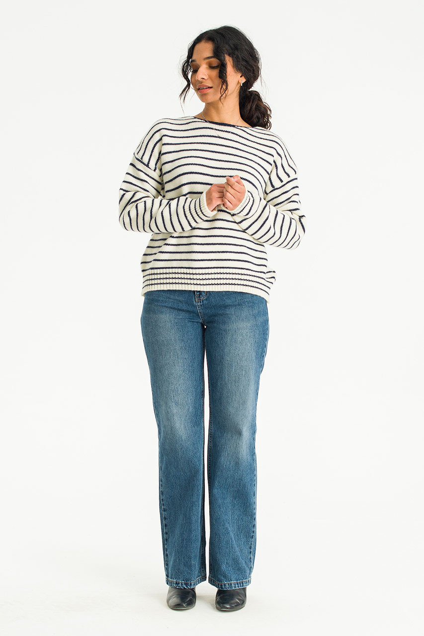 Elena Soft Stripe Jumper, Ivory
