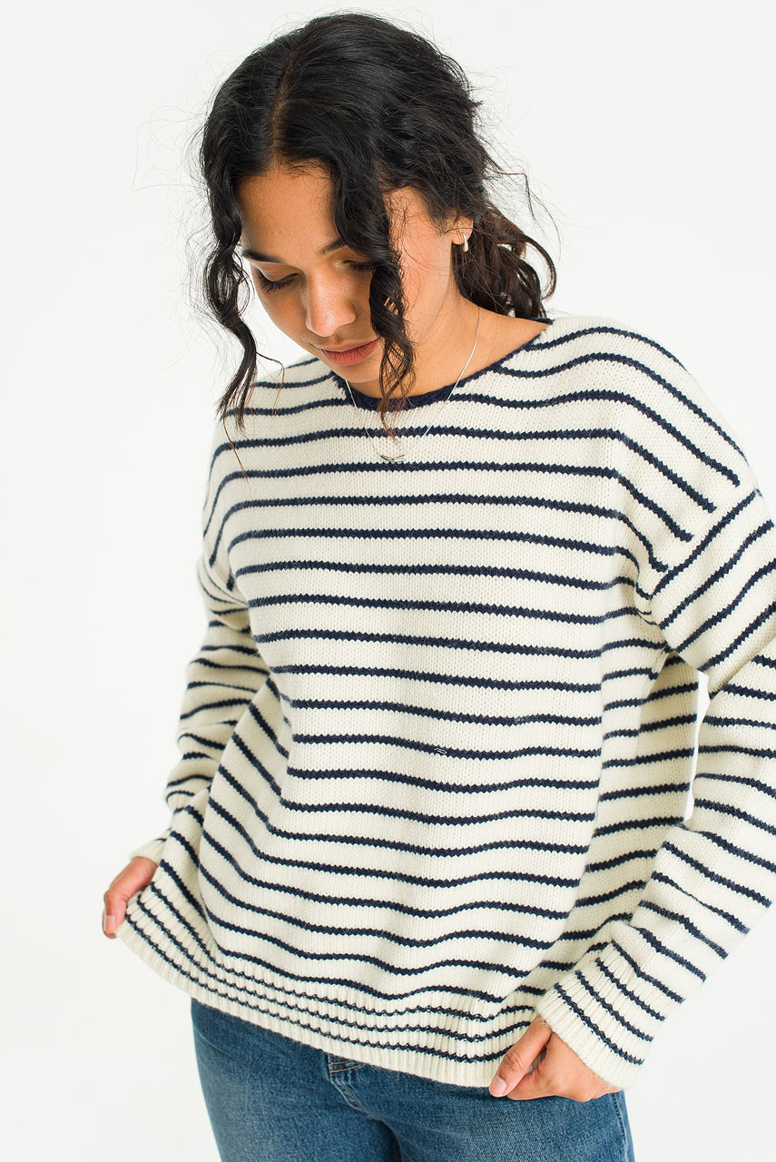 Elena Soft Stripe Jumper, Ivory