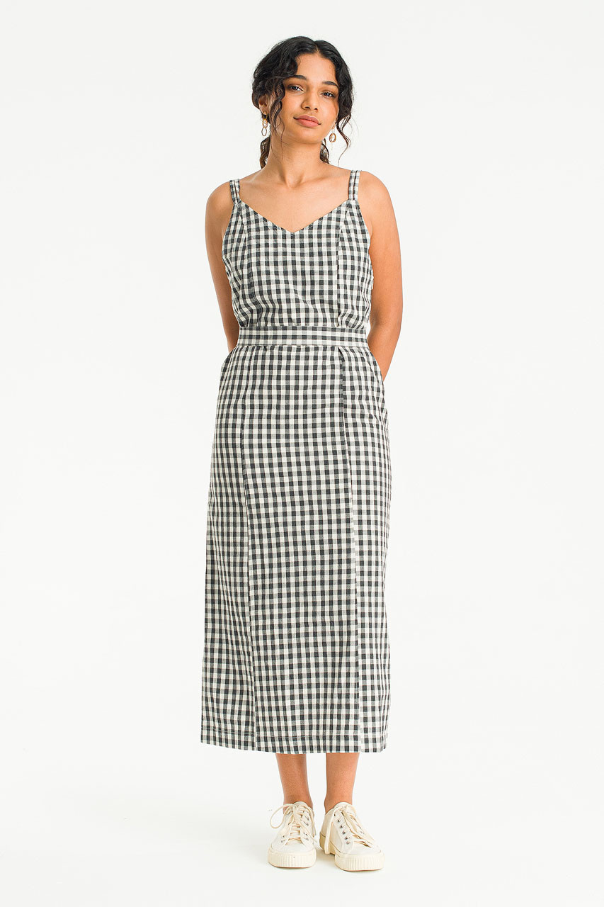 Chia Check Dress, Black