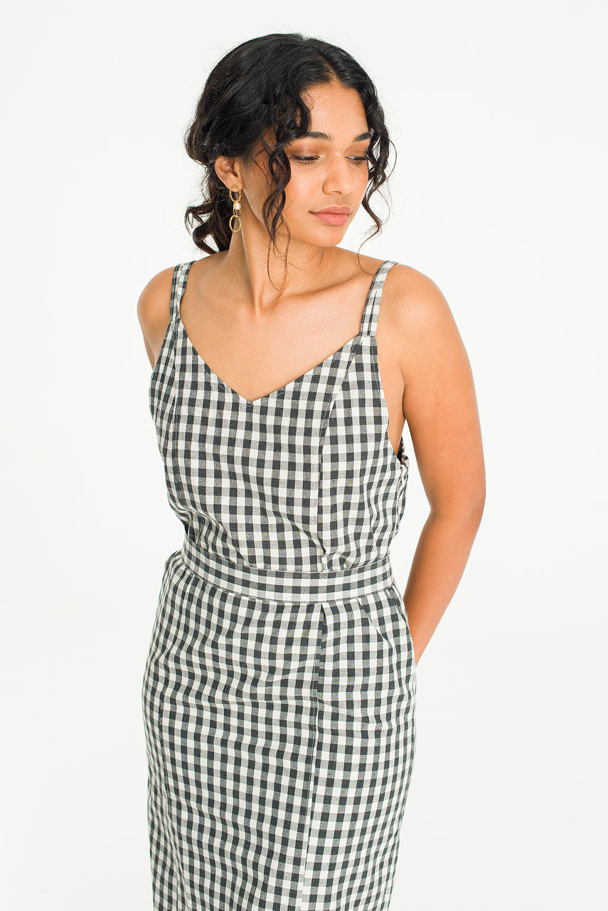 Chia Check Dress, Black
