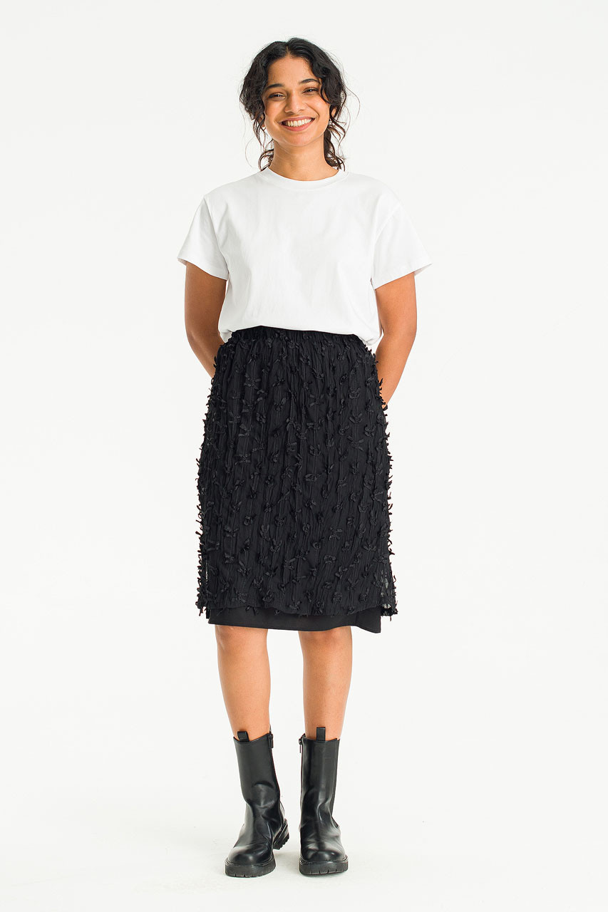 Kiara Cotton Lace Mini Skirt, Black
