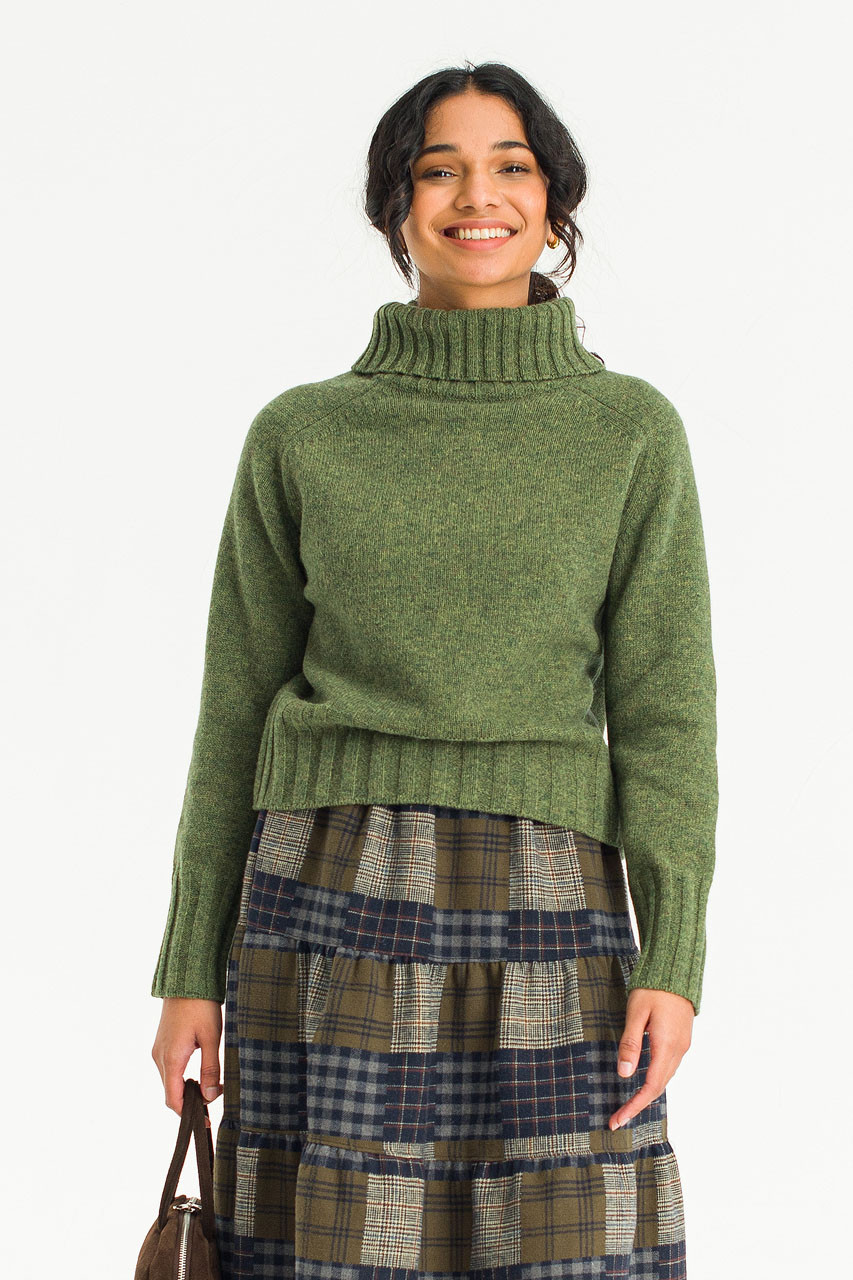 Simple Roll Neck Jumper, Khaki