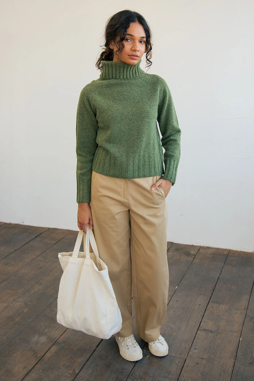 Simple Roll Neck Jumper, Khaki