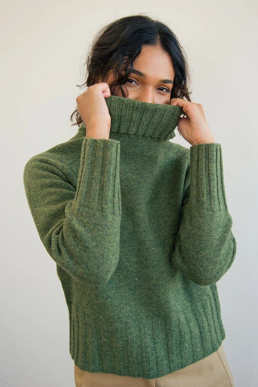 Simple Roll Neck Jumper, Khaki