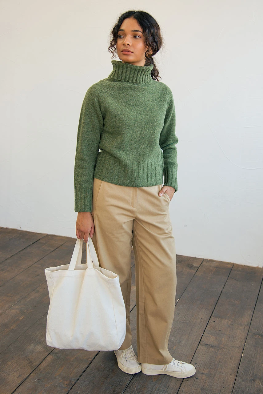 Simple Roll Neck Jumper, Khaki