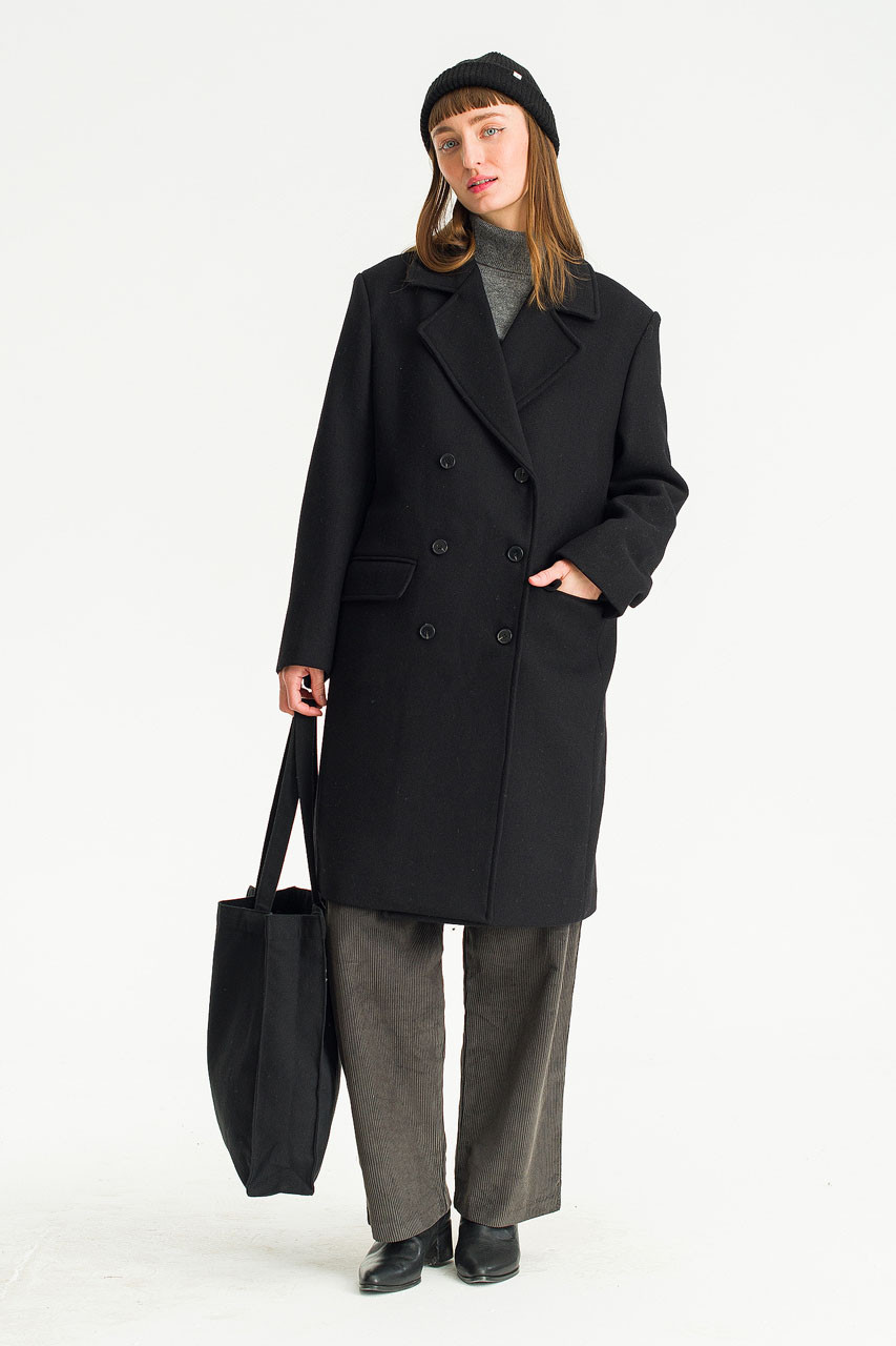 Kimiko Double Long Coat, Black