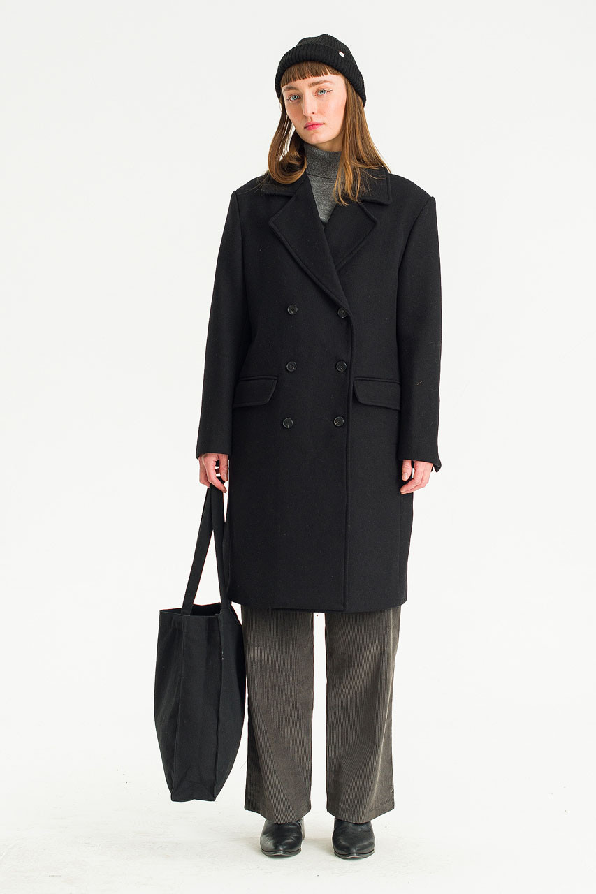 Kimiko Double Long Coat, Black