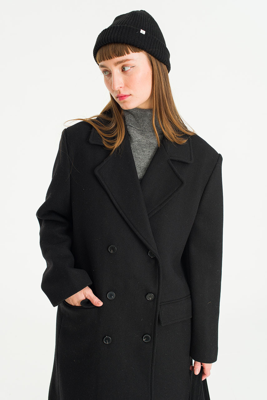 Kimiko Double Long Coat, Black