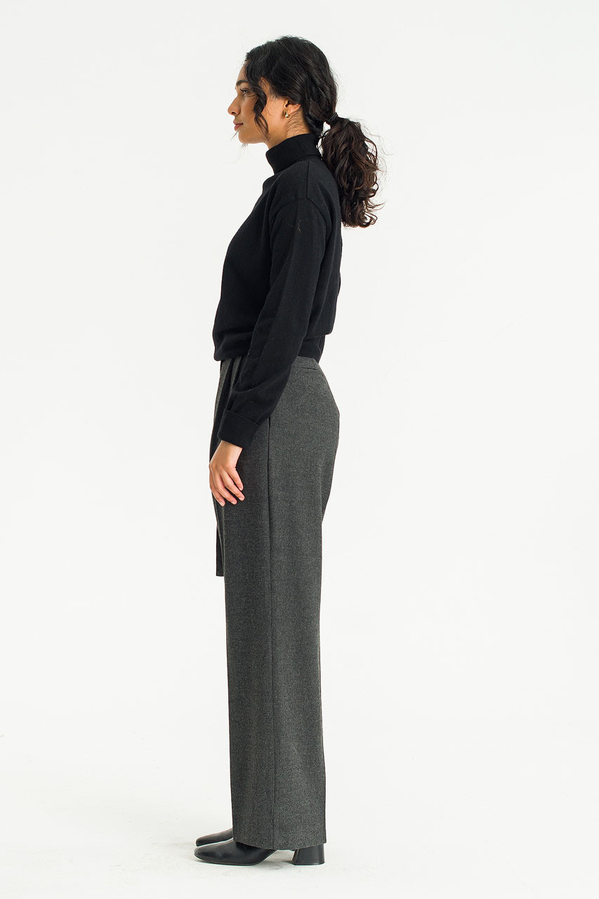 Aure Belted Slacks, Charcoal