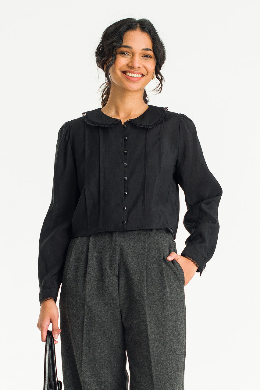 Elise Collar Blouse, Black