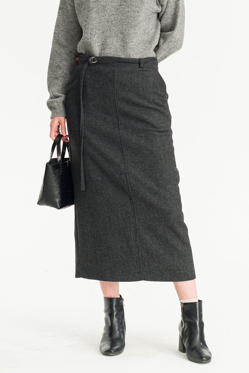 Note Herringbone Skirt, Charcoal