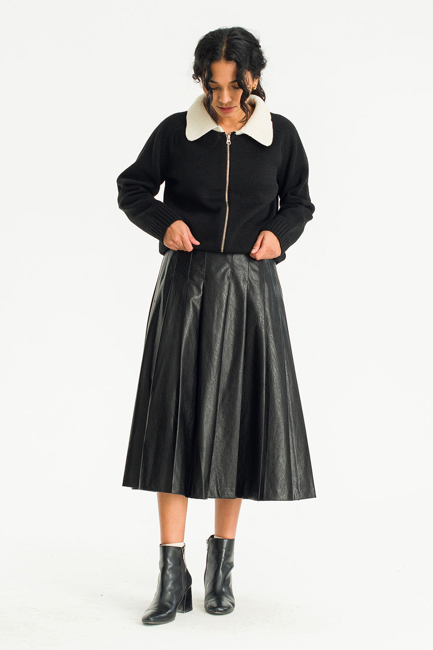 Kimmie Colour Contrast Zip Up, Black