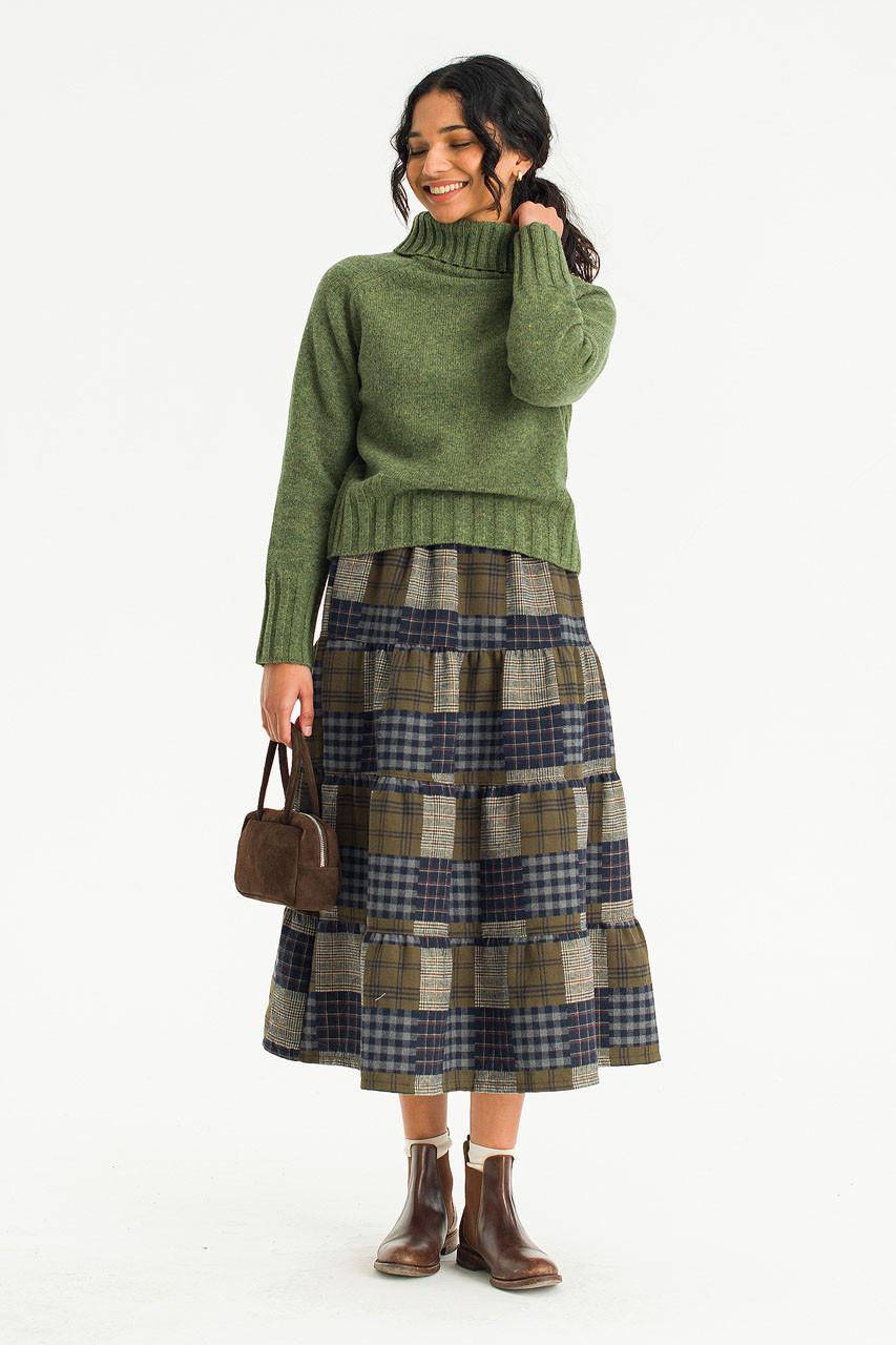 Cobi Check Patch Skirt, Khaki