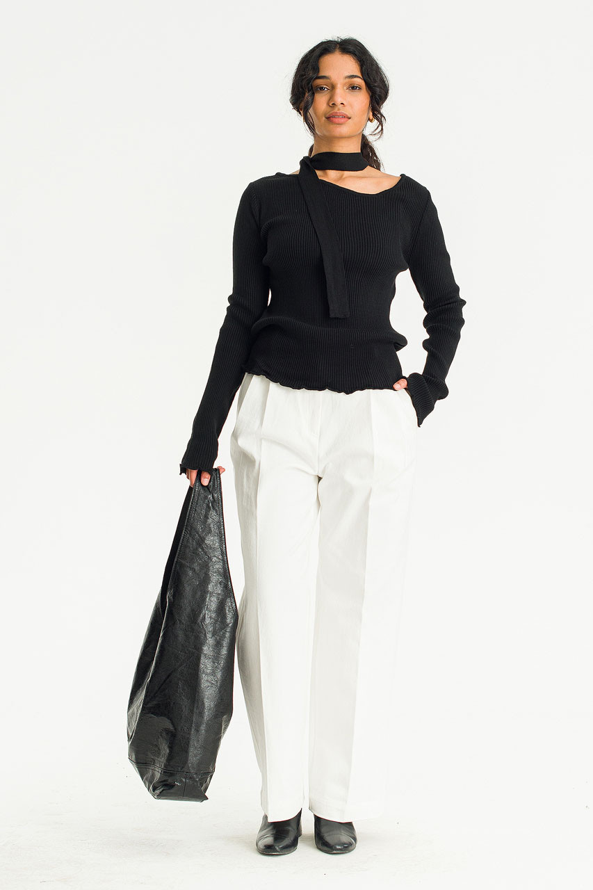 Meg Ribbed Tie And Jumper, Black