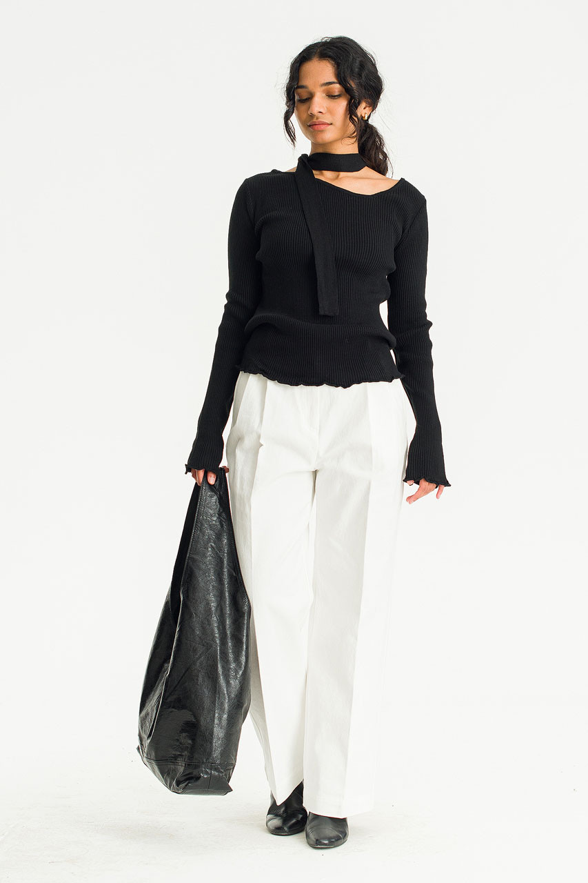 Meg Ribbed Tie And Jumper, Black