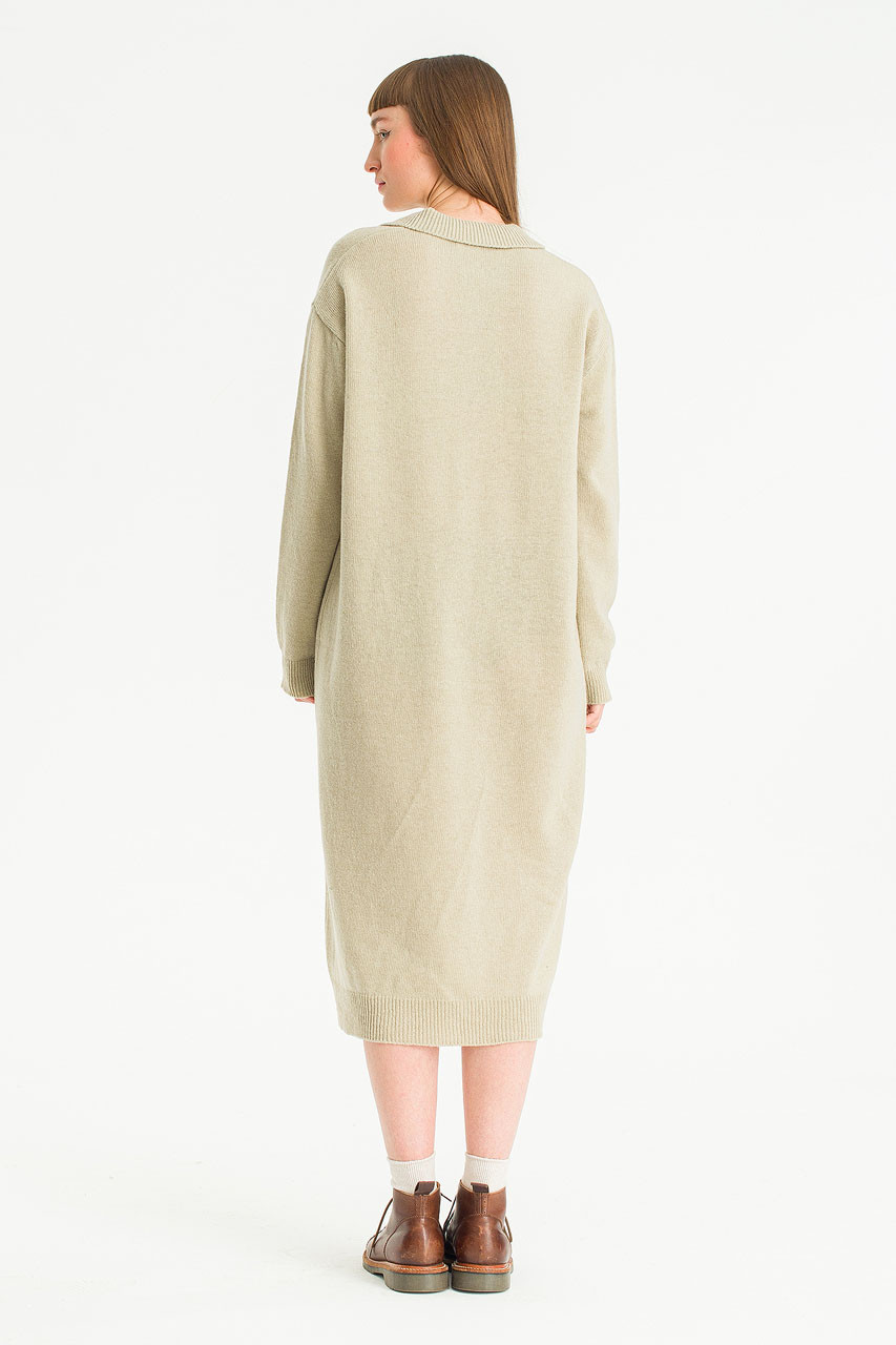 Rei Collar Knit Dress, Light Khaki