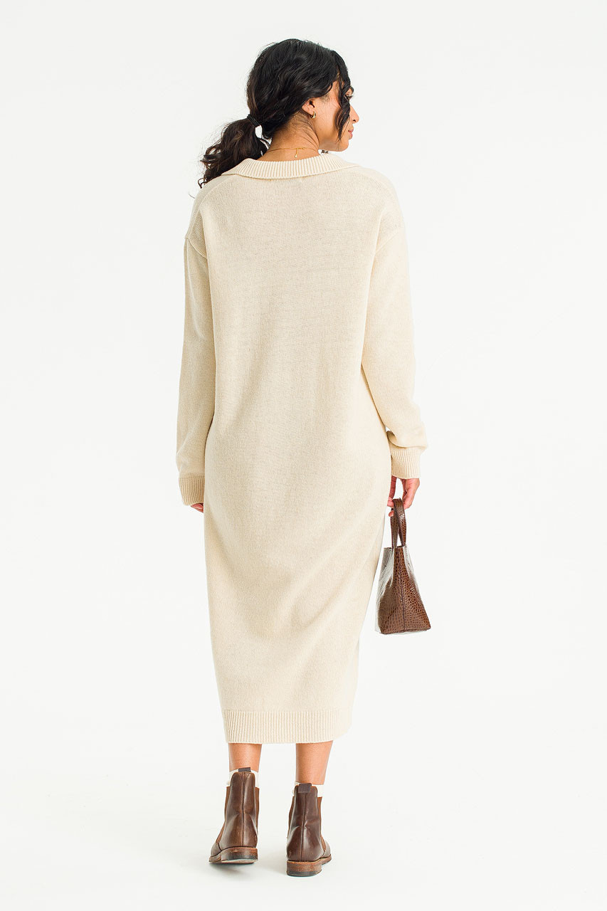 Rei Collar Knit Dress, Ivory
