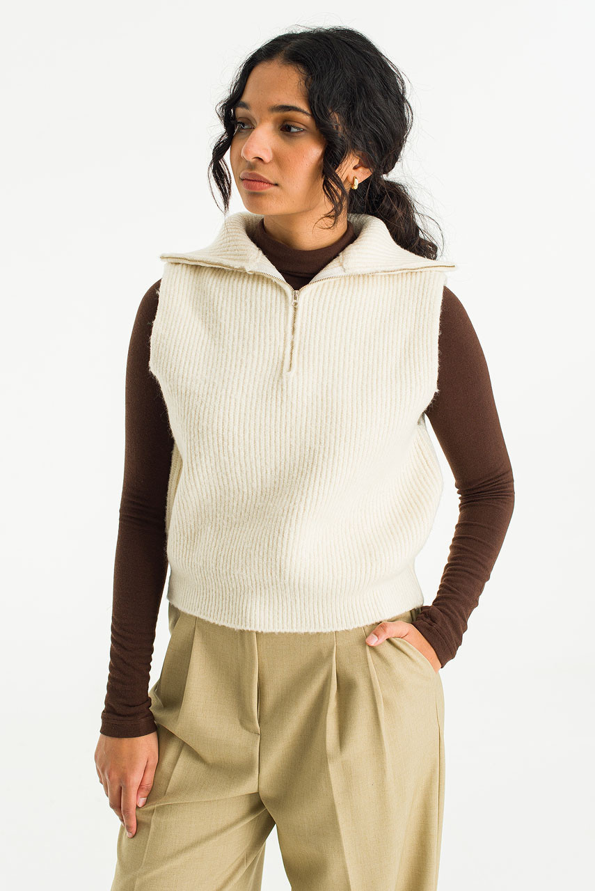 Aden Zip Up Vest, Ivory