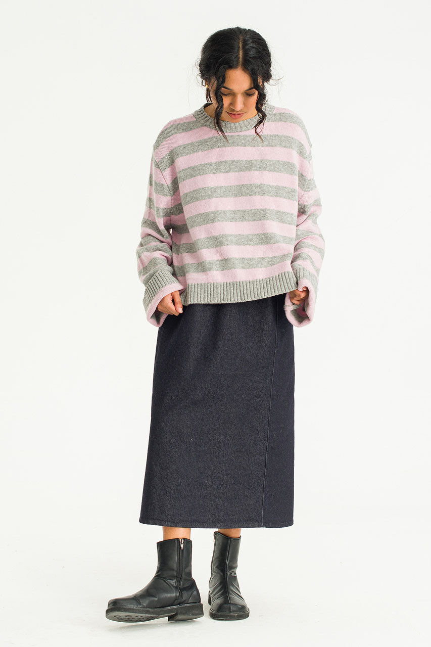 Mimi Stripe Jumper, Grey/Pink