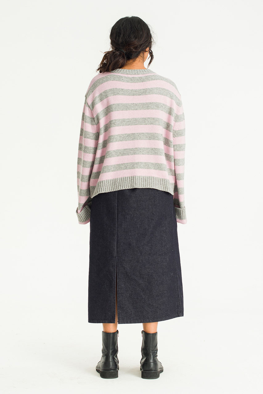 Mimi Stripe Jumper, Grey/Pink