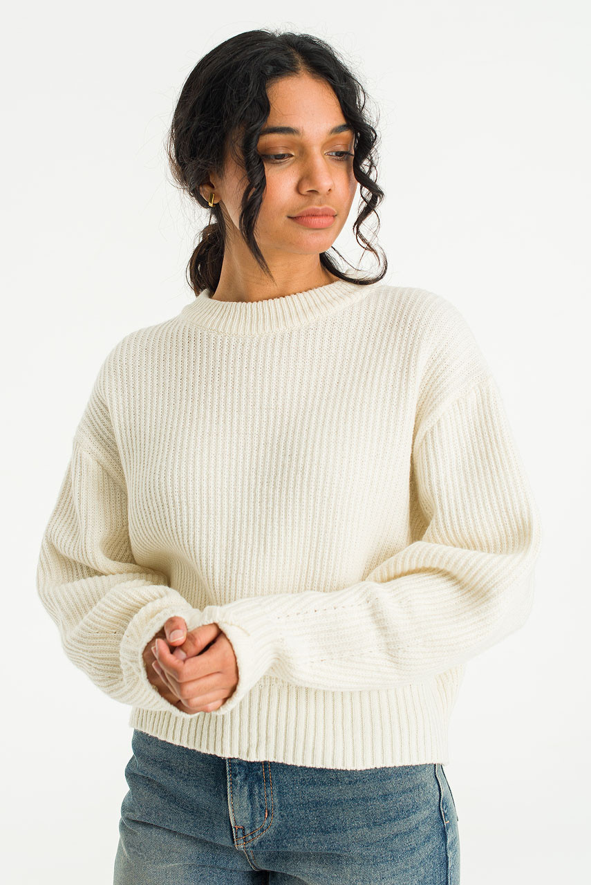 Nia Round Jumper, Ivory