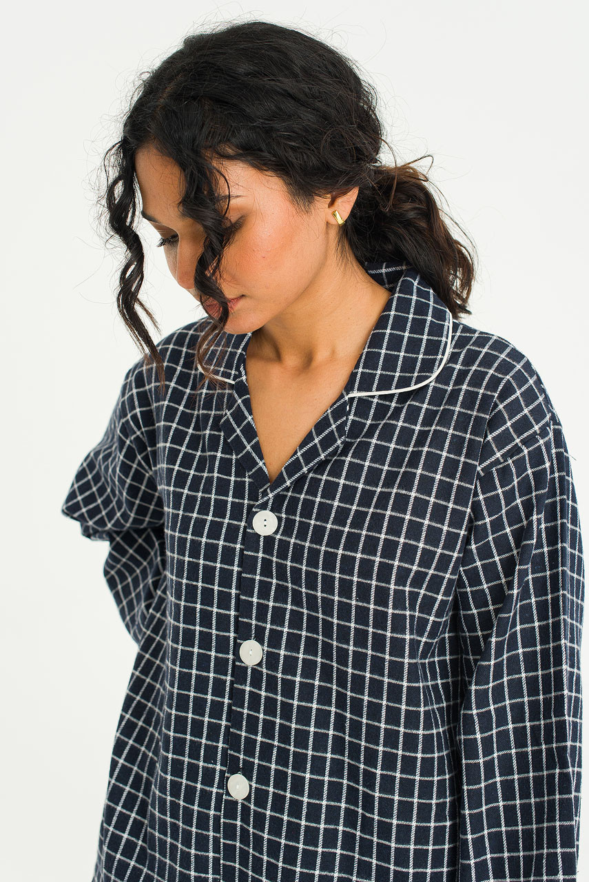 Hiro Check Pyjamas, Navy
