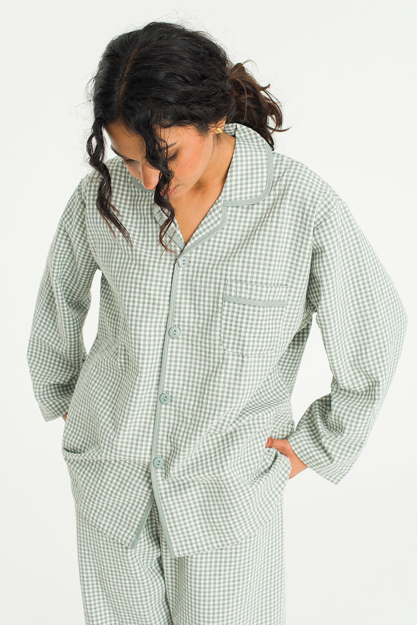 Mona Gingham Check Pyjamas, Green