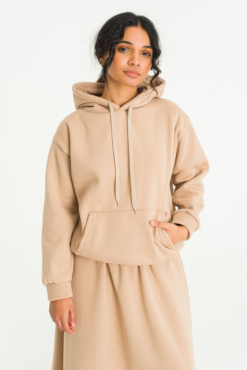 Takako Fleece Hoody & Skirt Set, Beige