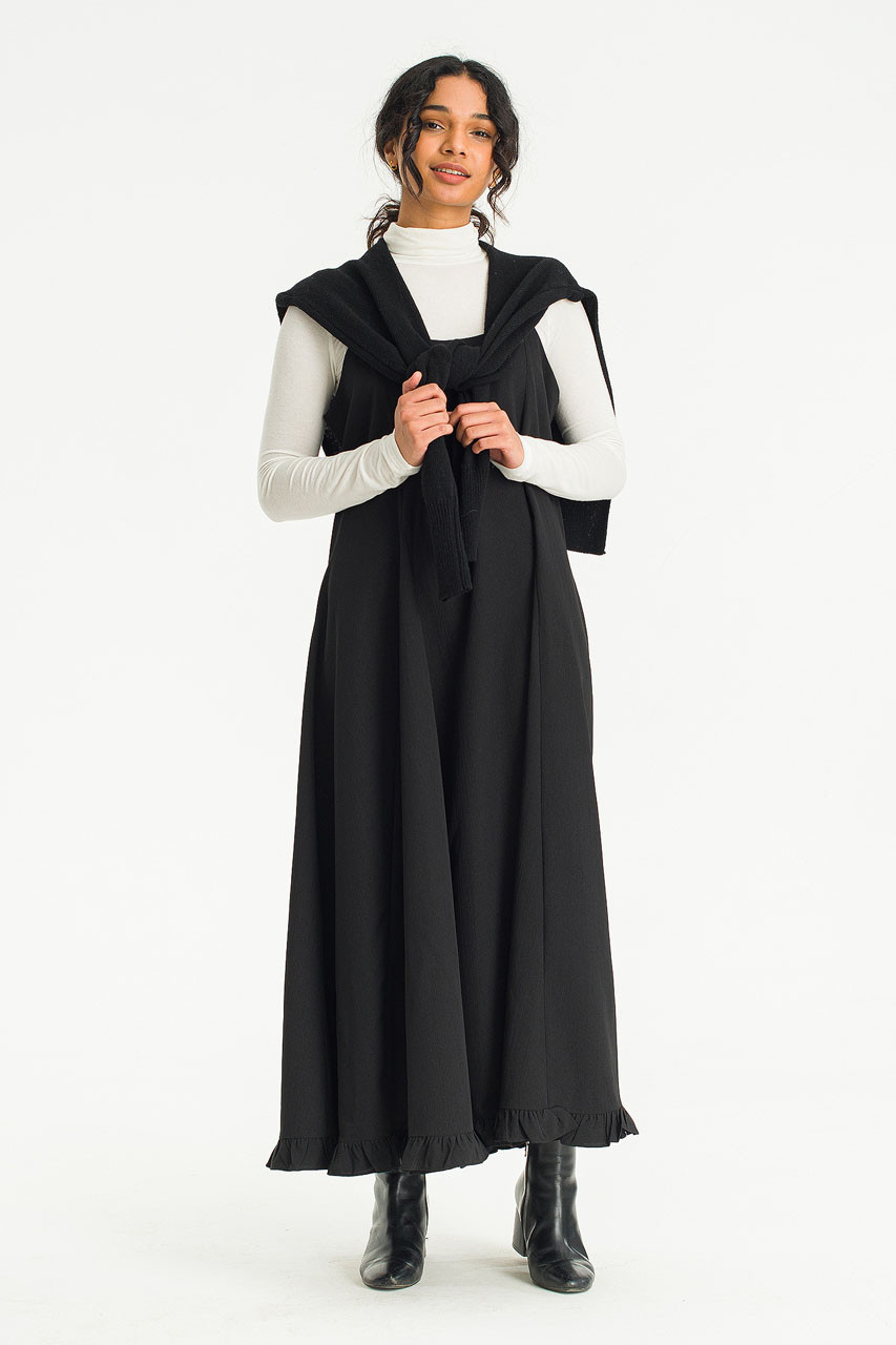 Wool Blend Point Shawl, Black