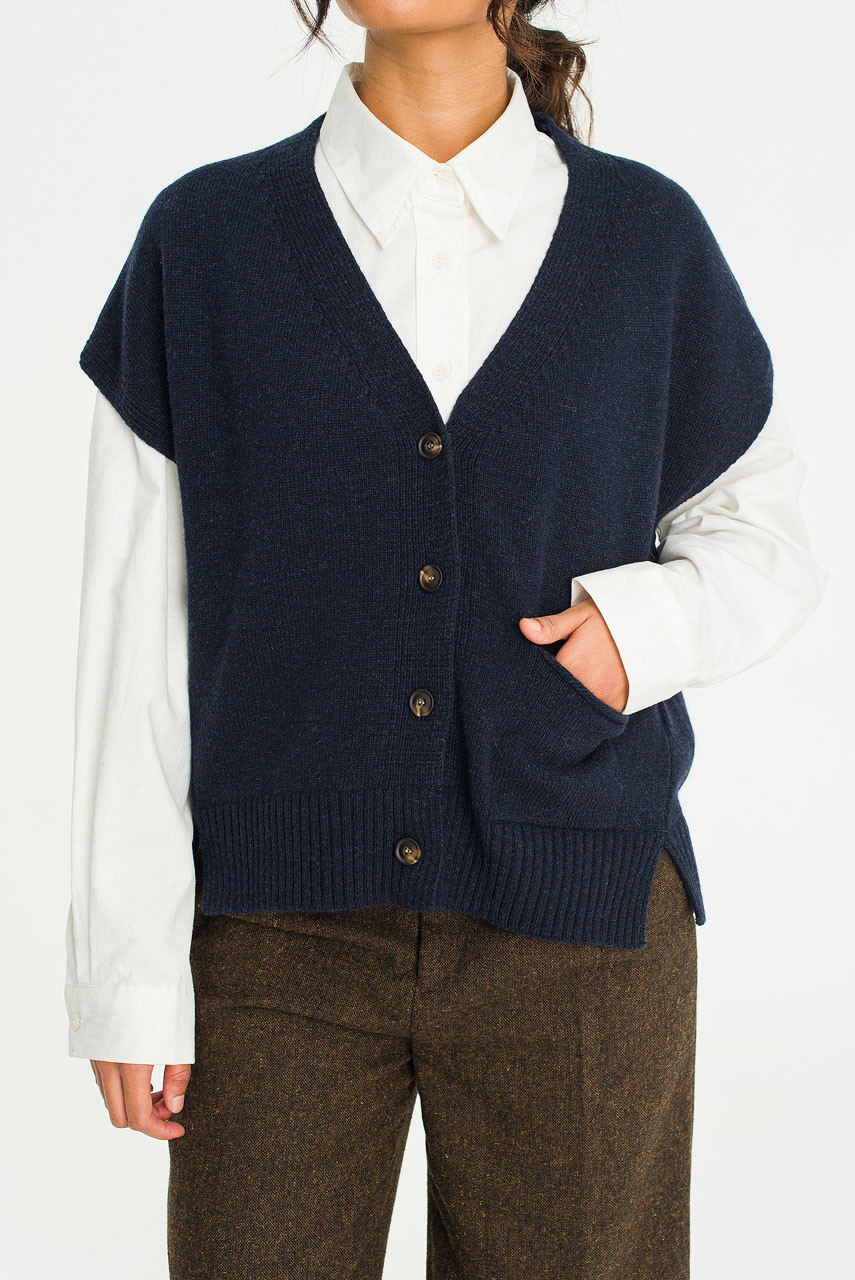 Kaiki Kimono Knit Vest, Navy
