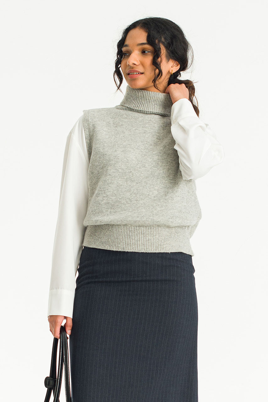 Caroline Roll Neck Vest, Grey
