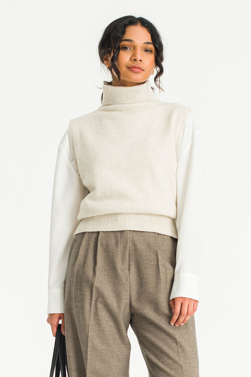 Caroline Roll Neck Vest, Grey