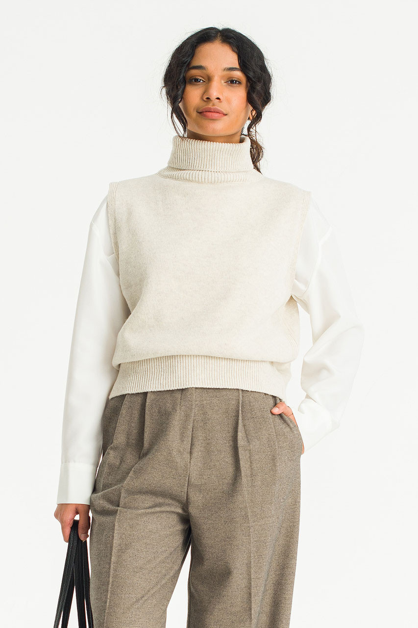 Caroline Roll Neck Vest, Oat
