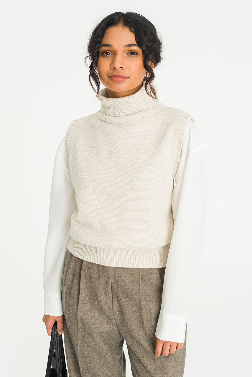 Caroline Roll Neck Vest, Oat