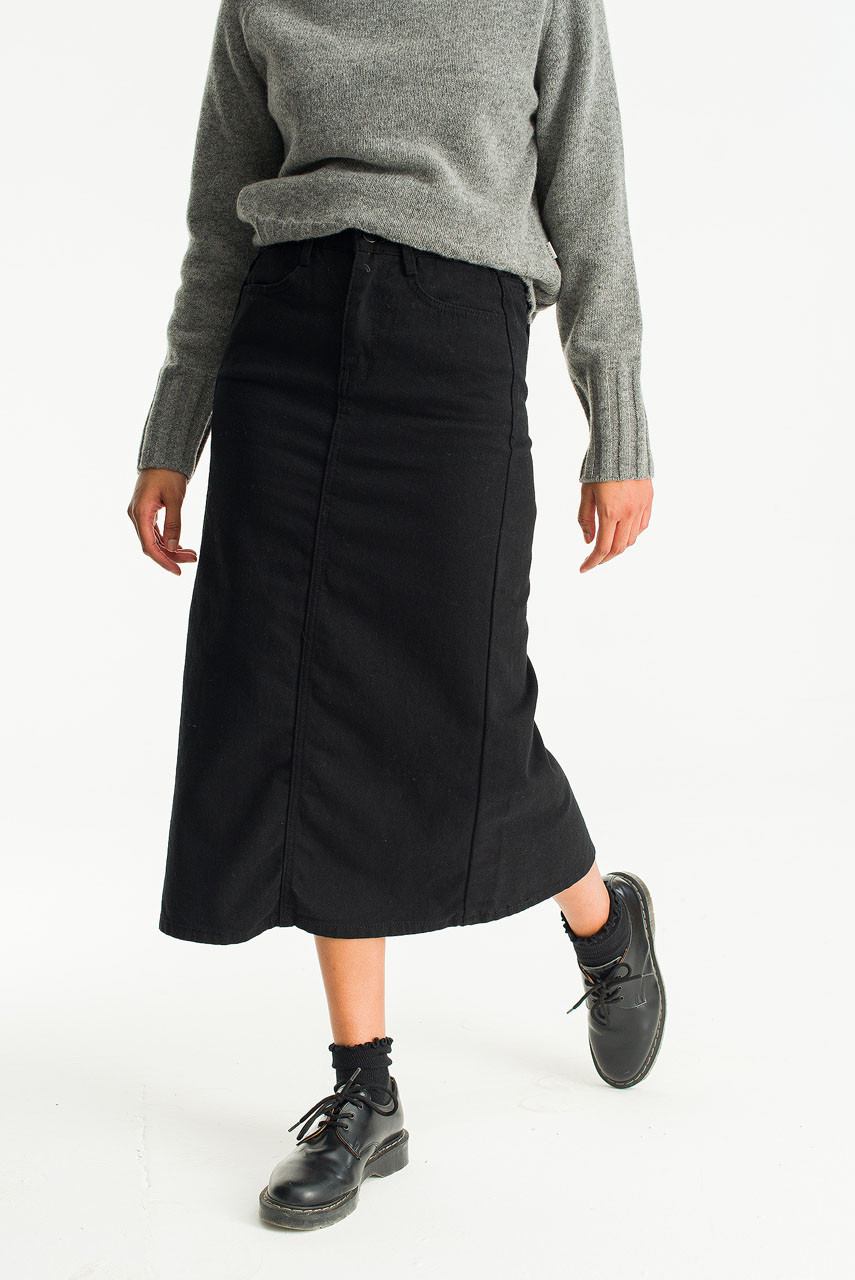 Mei A Line Cotton Skirt, Black