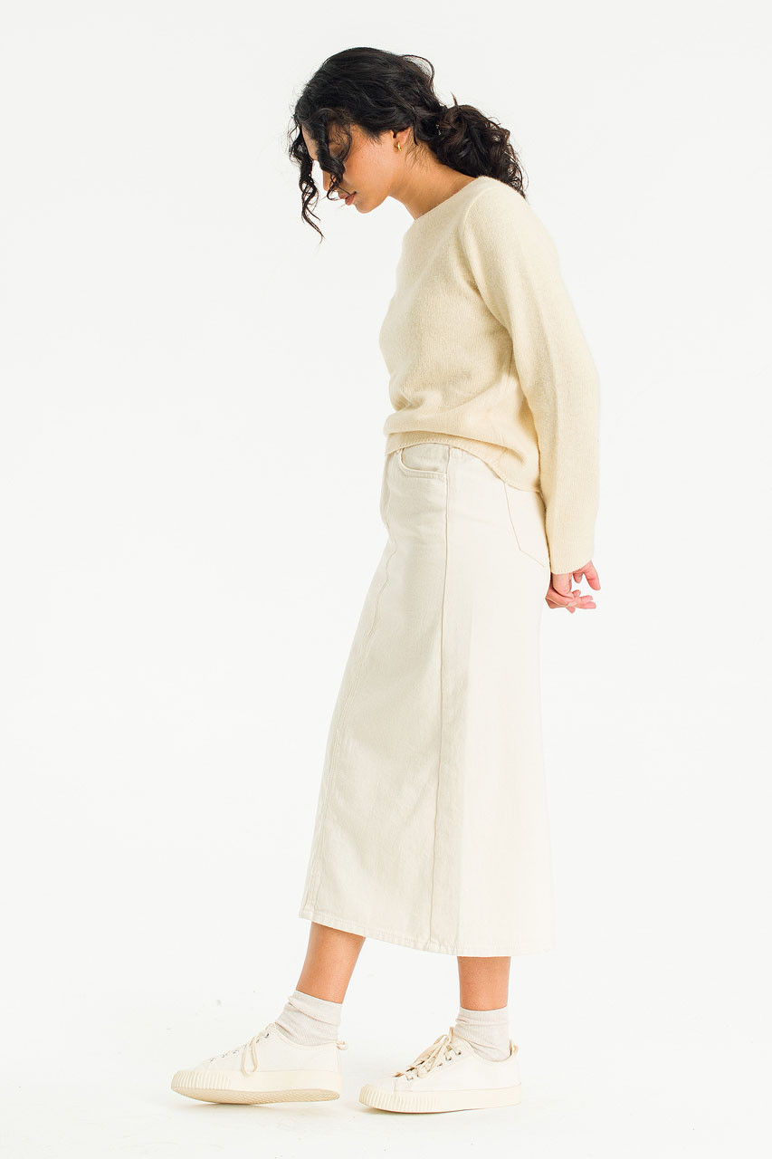 Mei A Line Cotton Skirt, Cream