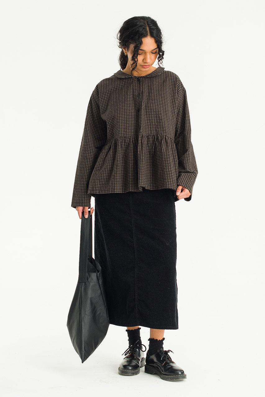 Mizuki Check Blouse, Brown