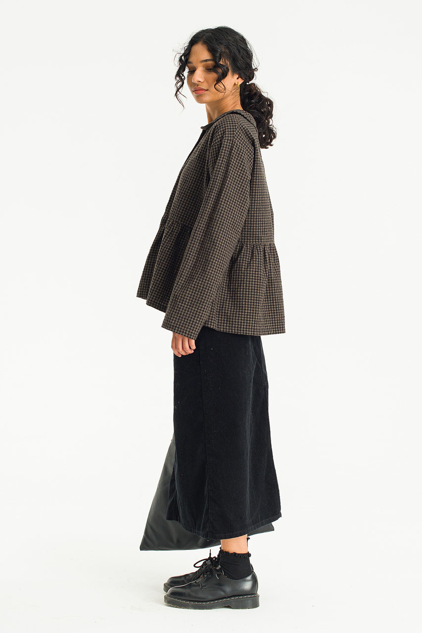 Mizuki Check Blouse, Brown