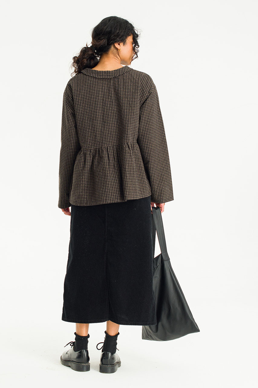 Mizuki Check Blouse, Brown