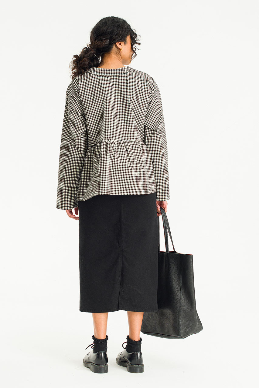 Mizuki Check Blouse, Black
