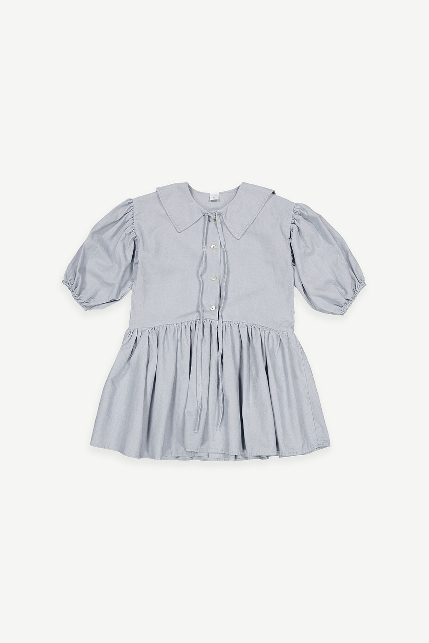 Mini Olive | Sailor Collar Corduroy Shirt Dress, Sky Blue