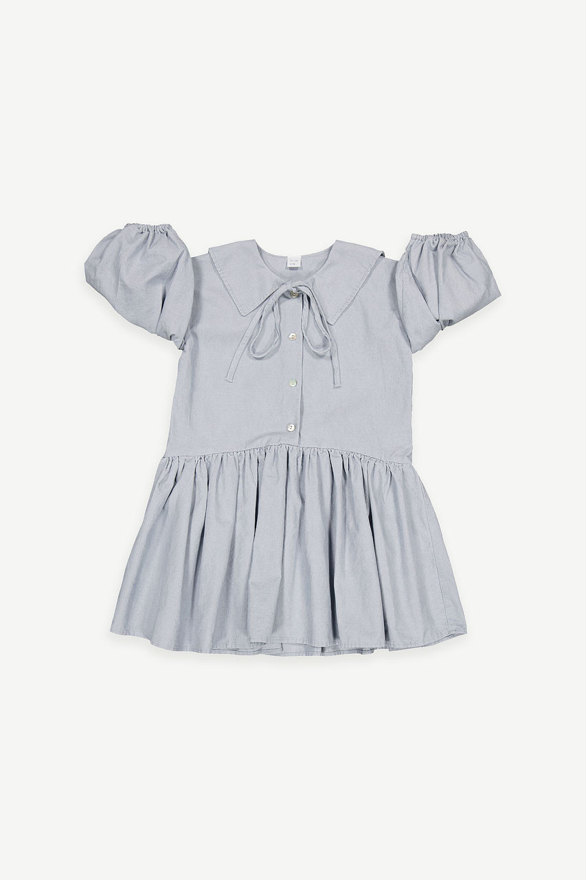 Mini Olive | Sailor Collar Corduroy Shirt Dress, Sky Blue