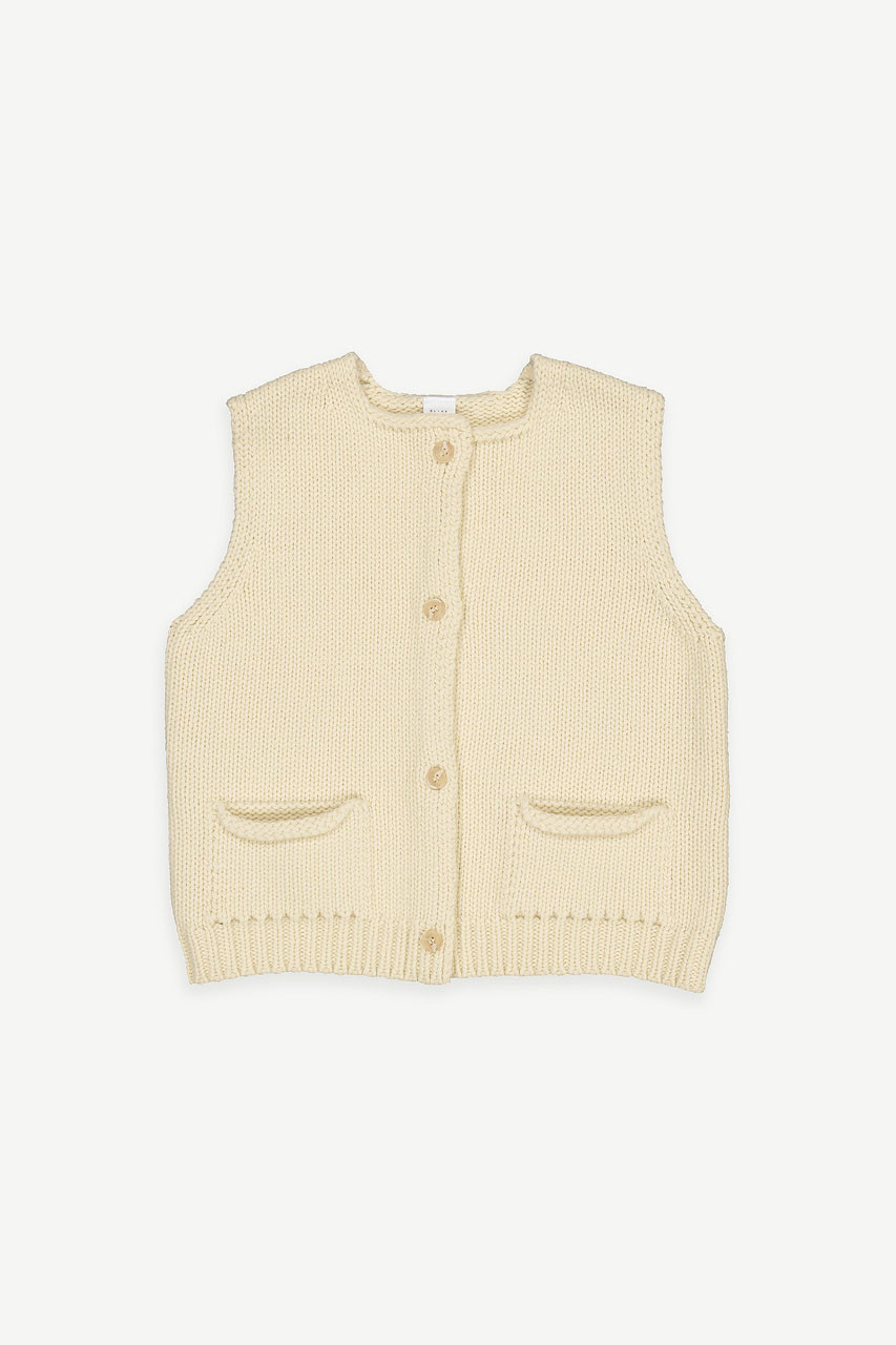 Mini Olive | Simple Spring Button Vest, Cream