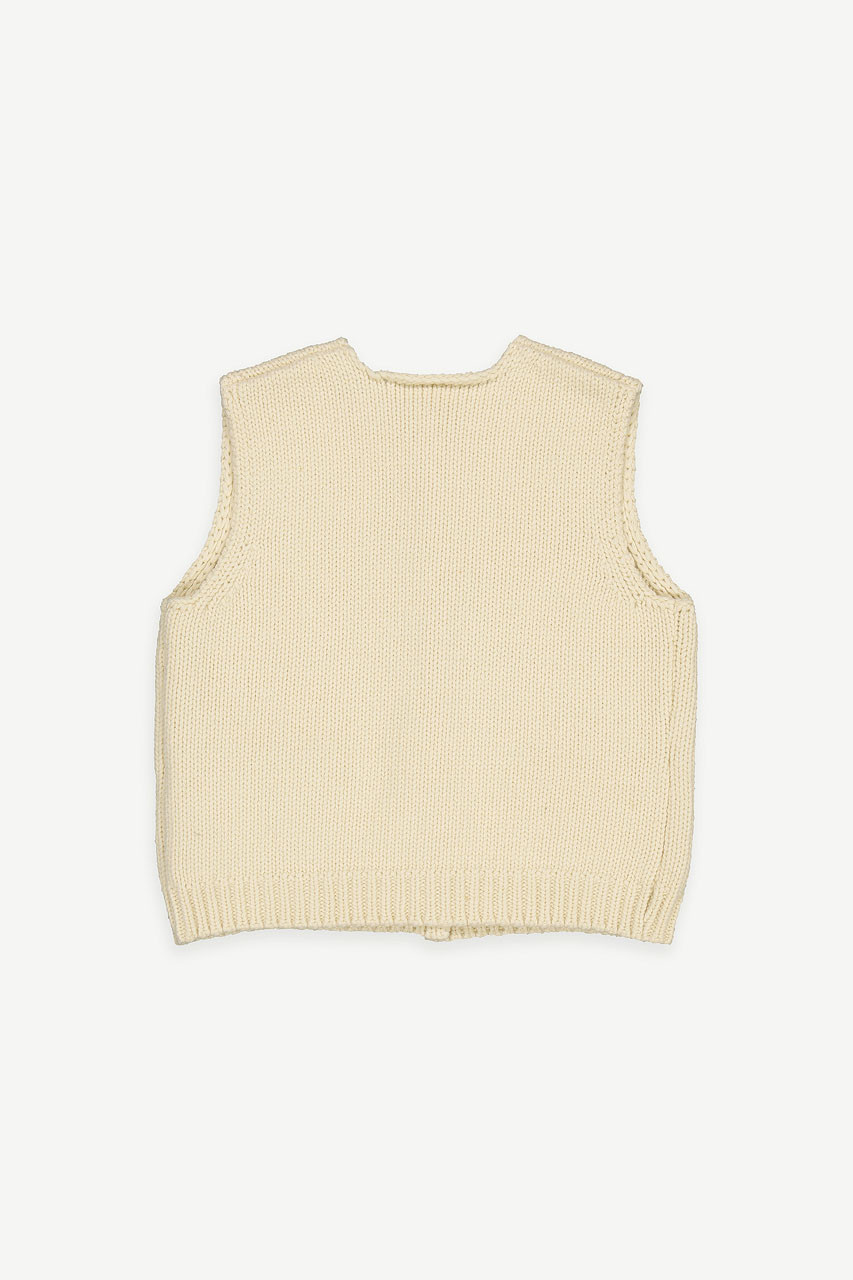 Mini Olive | Simple Spring Button Vest, Cream